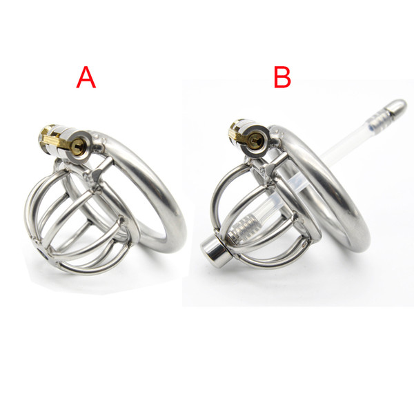 2 Styles Male Chastity Device Penis Lock Super Small Cock Cage Stainless Steel Chastity Belt With Anti-off Ring BDSM Sex Toys For Men