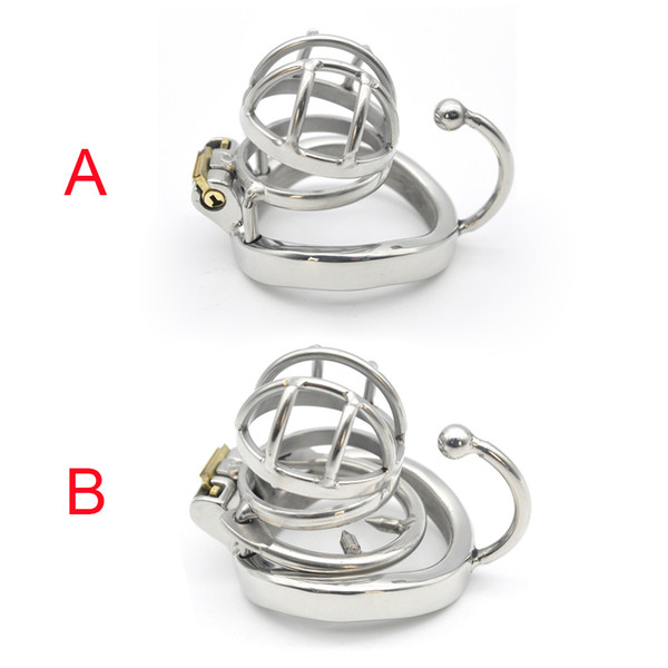 2 Styles Male chastity cage devices stainless steel super small penis lock cock ring bondage slave adult sex toys for men