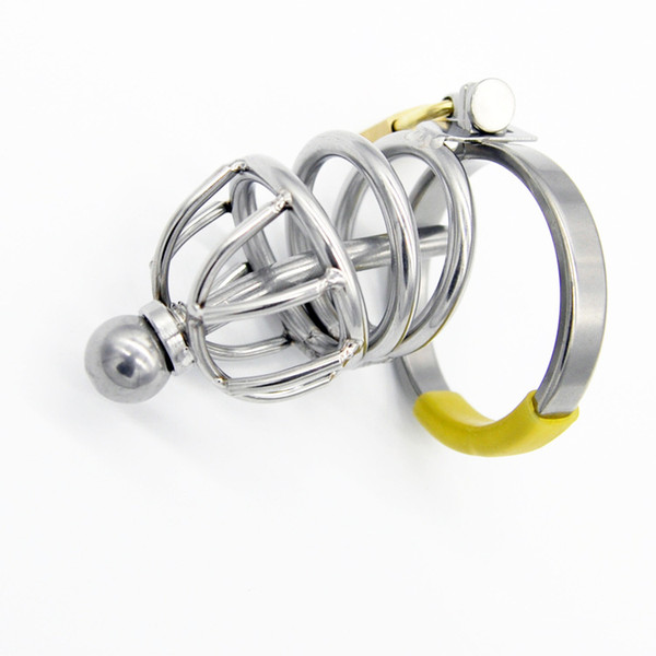 New Male Stainless Steel cock Cage Penis Ring With Catheter Chastity Belt Device Bondage BDSM Fetish Sex toy