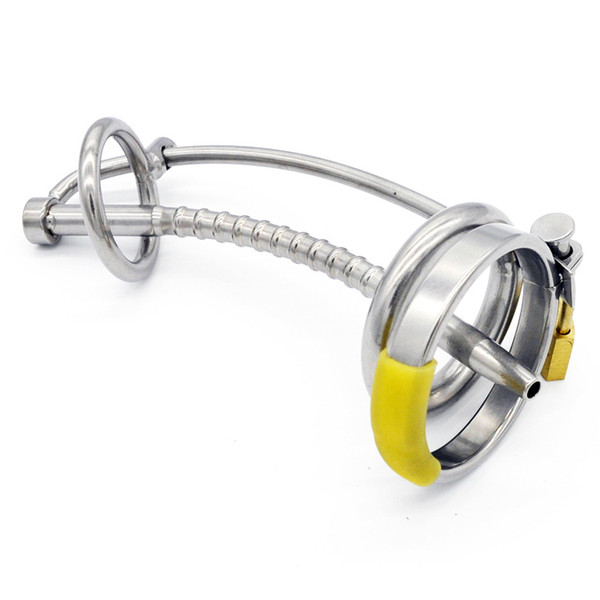 3 Ring Stainless Steel Male Chastity Device/Belt with Catheter,Cock Cage,Penis Ring,Penis Lock,Adult Game,Cock Ring