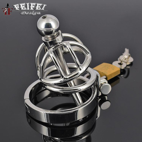 Super Small Male Chastity Cock Cage Sex Slave Penis Lock Anti-Erection Device With Removable Urethral Sounding Catheter Shortest