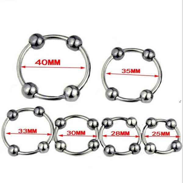 Latest Male Stainless Steel Penis Delayed Gonobolia Ring With Fours Slideable Beads Cock Ring Jewelry Adult BDSM Sex Toy For Glans YSH-01