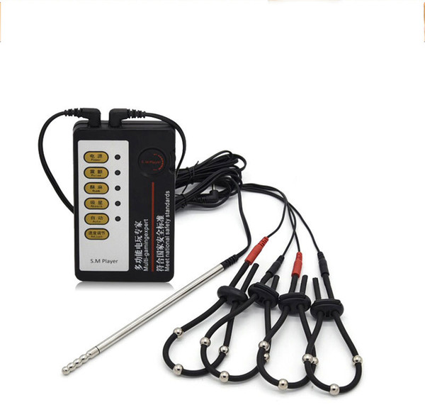 Adult Electric Shock Kits Electro Shock Penis Rings Cock Rings Electrical Stimulator Urethral Sounds Penis Plug Sex Toys For Man