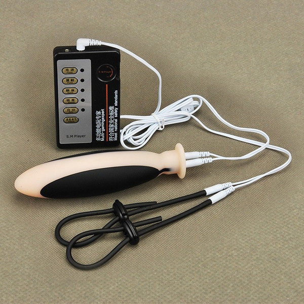 Electric Shock Huge Silicone Anal Plug & Penis Rings Sex Products Electro Shock Anal Vaginal Massage Dildo Stimulate Sex Toys