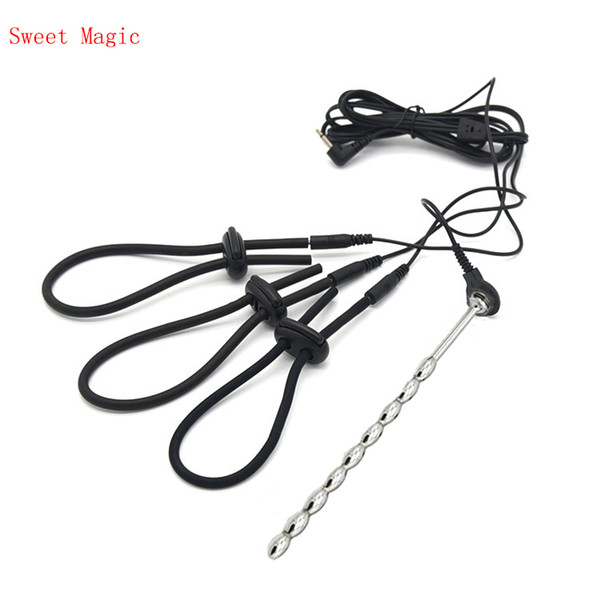 Electro Shock Accessory Electric Stainless Steel Urethral Sound Catheter & Penis Rings Massager Adult Medical Sex Toys For Men