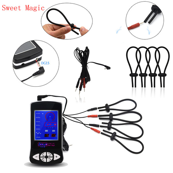 SM Erotic Play Electro Shock Penis Ring Sex Toys Electric Cable Adjust Cock Rings Stimulation Medical Themed Sex Toys For Adult Games