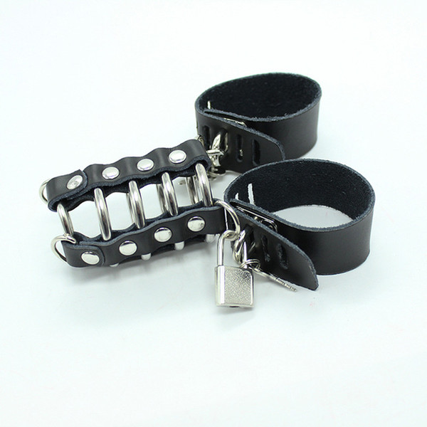 Metal Genuine Leather Cock Rings Male Penis Cage Bondage Slave Restraint Belt Chastity Device In Adult Games Fetish Sex Toys For Men