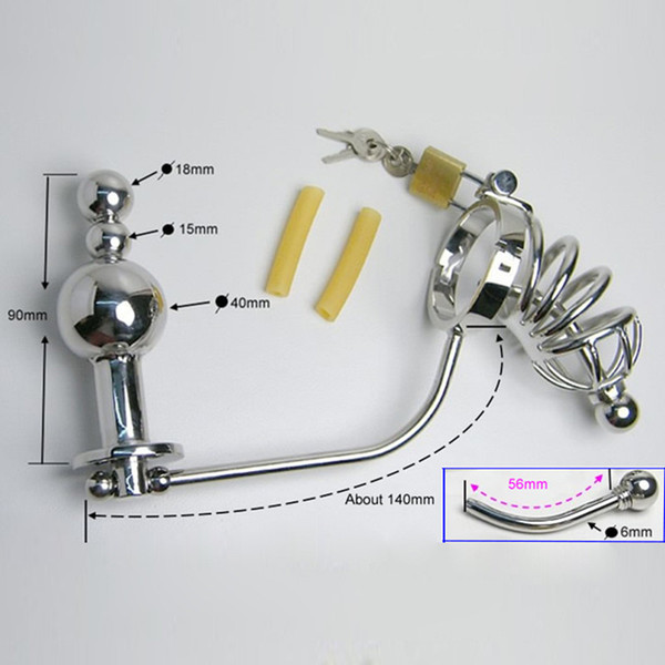 Stainless Steel Cock Rings Penis Cage Metal Chastity Device Catheter Anal Beads Butt Plug Fetish Sex Products Toys For Men Q046