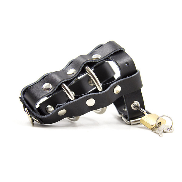 Metal Genuine Leather Cock Rings Male Penis Cage Bondage Slave Restraint Belt Chastity Device In Adult Games Sex Toys For Men