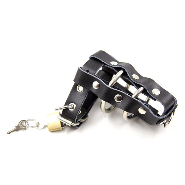 male chastity devices cock cage ring cages with lock black leather belt adult sex toys for men GN212401017