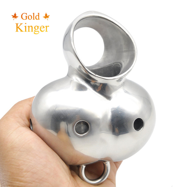 Gold Kinger 316L Stainless Steel Male Chastity Device Cage Ball Stretcher Ring Enhancer Protector Cock Ring Sex toys for Men CR032