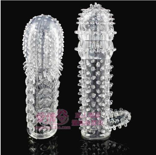 Free shipping ,2pcs ,Fun supplies male wolf tooth ring crystal set longer bold delay thorn set adult sex supplies