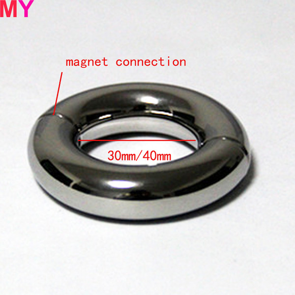 Wholesale- MY Stainless steel Ball Scrotum Stretchers Heavy Duty Magnetic metal Cock Ring For Big Men Delay Sex Toys