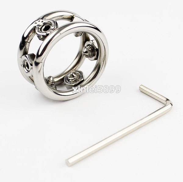 NEW Stainless Steel Adjustable Spikes Cock Ring Metal Penis Ring CBT Sex Toys For Men Penis Stimulate Adult Games Sex Product