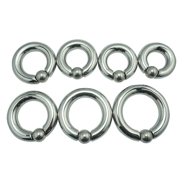 7 Size Adult Toys Scrotum Pendant Stainless Steel Ball Stretcher Metal Cock Ring Sex Toy For Men Scrotum Restraint Traning Ring