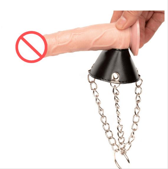 Black PU Leather Parachute Chastity Cage Restraint Penis Cock Ring Ball Stretcher Scrotum Bondage Erotic Sex Toys For Couples