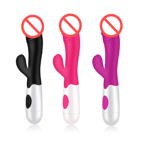 Portable 30 -Speed Vibrating Dildos Vibrators Waterproof Silicone Vibrator Dual Vibration Women Masturbation tool Sex Products