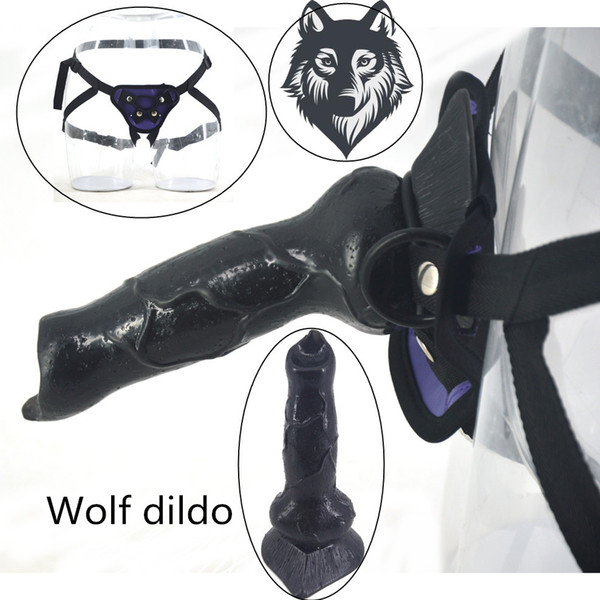 Strapon dildo animal wolf dildo removable sex toys for women strap on penis harness dick dog penis vagina stimulate toy