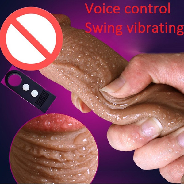 Voice Remote Control Swing Vibrating Realistic Silicone Dildos Suction Cup Artificial Penis Dick Women Masturbation Adult Sex Toy For Female