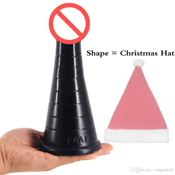 Free ShippingLines Anal Plug Penis Christmas HAT Gift Sex Toys ButtPlug Huge Butt Massage Big Dildo For Couples Fetish Festival Sex Products