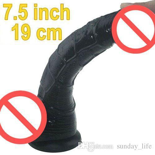 FREE SHIPPING!!Black 8 Inches Realistic Dildo Waterproof Flexible penis with textured shaft and strong suction cup Sex toy for women