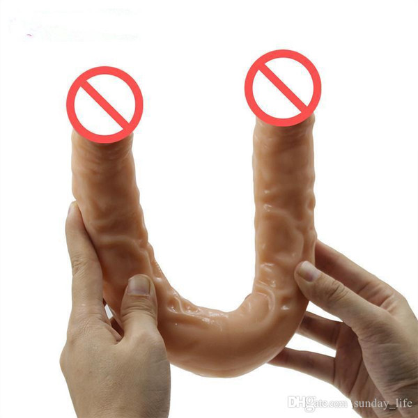 FREE SHIPPING!17 Inch Super Huge Double Dildo Big Dick Soft Silicone Penis Female Masturbation Sex Toys Lesbian Sex Products For Women