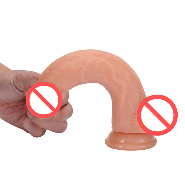 YUELV 8 Inch Soft Silicone Realistic Dildo With Suction Cup Dual Density Artificial Penis G-spot Female Massager Adult Sex Toys For Women