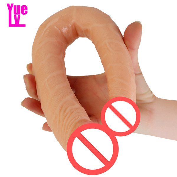 YUELV 14.6 Inch Long Double Headed Realistic Dildo Lesbian Adult Sex Toys Artificial Penis For Women Masturbation Vaginal Massage Products