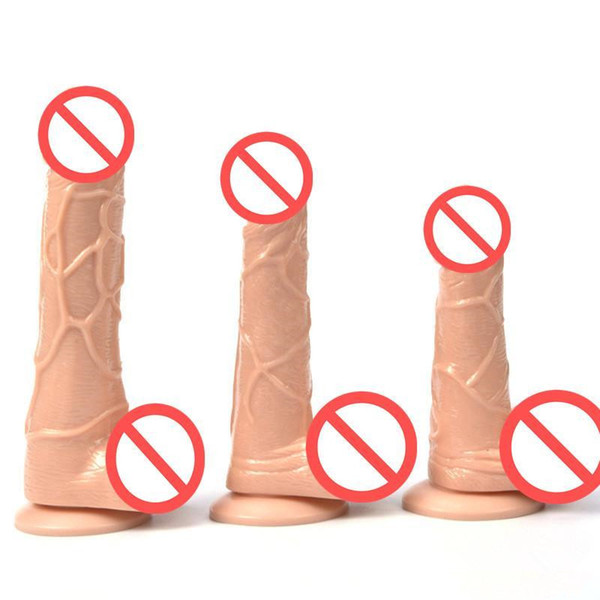 Free shipping!!!3 Size Flesh Color Realistic Dildo Flexible Penis Whith Strong Suction Cup Dildos Cock Adult Sex Products Sex Toys For Women