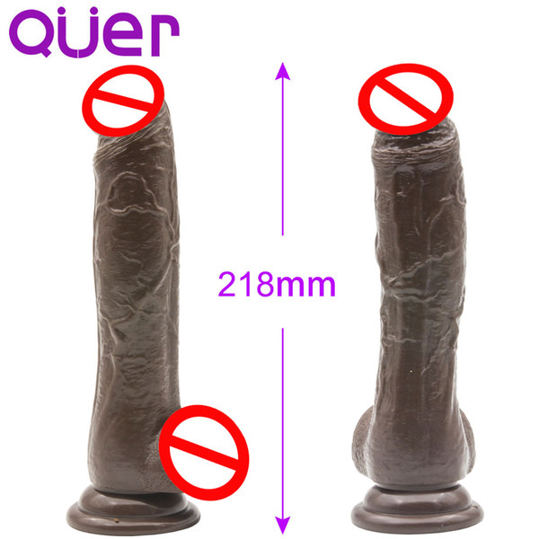 218mm Realistic Dildo For Women With Strong Flared Suction Cup Base for Hands-free Play,Flexible Dildos with Balls For Vaginal G-spot