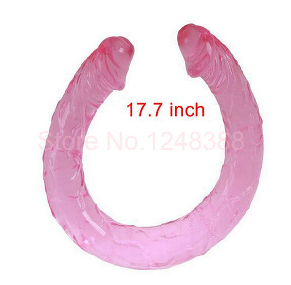 Wholesale-Sex Products 17.7in Flexible Double Dildo,Long Double Dildo Dong & Penis , Lesbian Dual Penis,Double Penetration Dildos