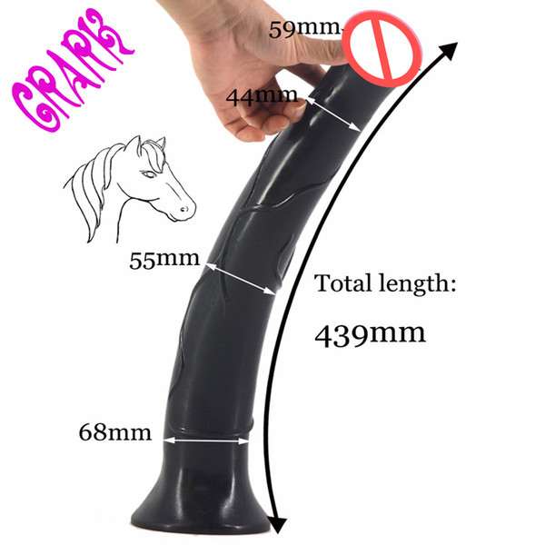 17.2''*2.67'' Long Trumpet Horse Dildo Innovation Super Huge big penis Dong Suction Cup For Women Anal Stimulate Sex Toy Product