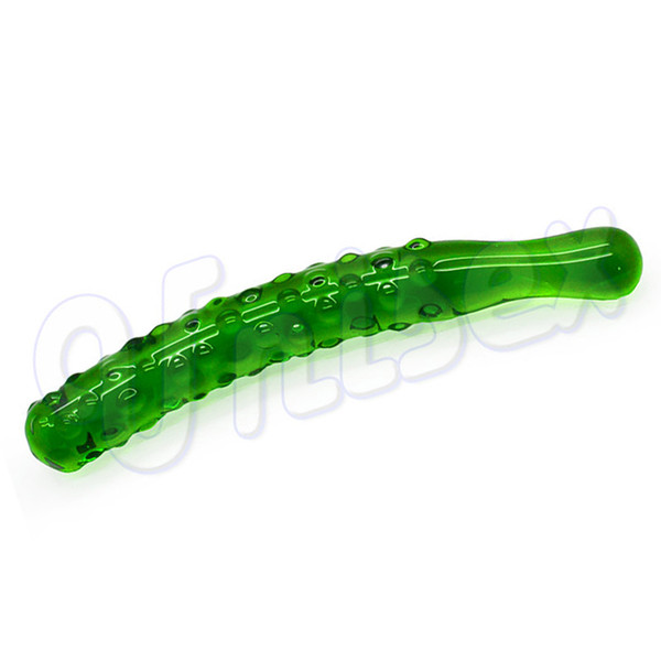 Cucumber Shape Crystal Glass Dildo Female G-spot Anal Plug Sex Products Masturbation Penis - With Retail Box