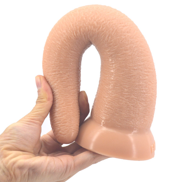 FAAK curved big long dildo The elephant penis design soft silicone penis rough surface anal plug suction g spot stimulate pussy sex toys