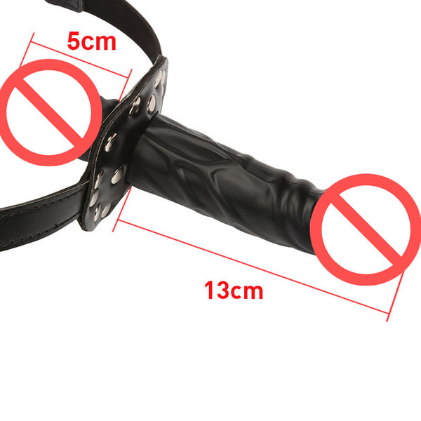 mouth gags lesbian sex toys double-head penis dildo gag stopper with head strap bondage gear erotic pleasure black BXF680