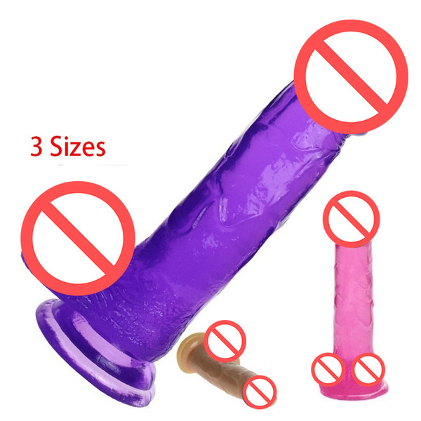 New Realistic Jelly Dong Crystal Dildo Veined Sex Waterproof Toy