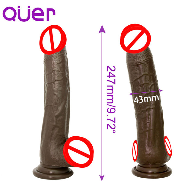 Long dildo 247mm*43mm fack penis realistic wonderful sex toys for women big dick phallus on suckers cock hot sale adult product