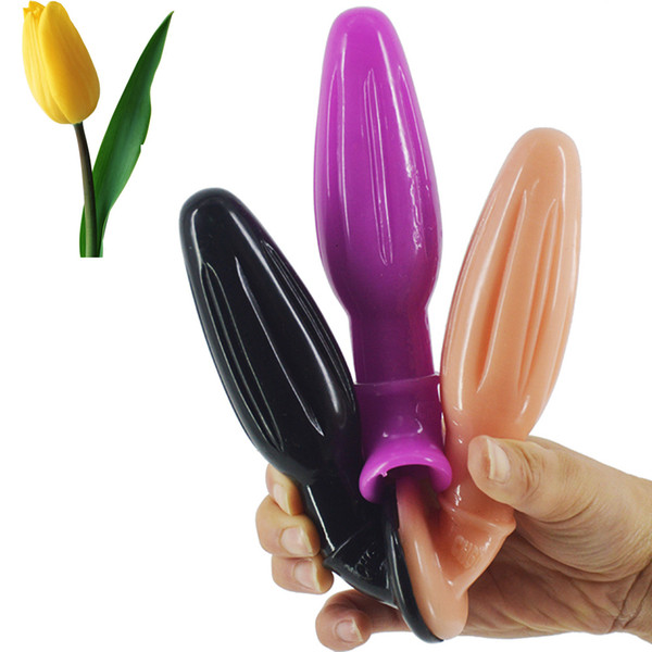 Multi-Color Mini Size PVC Soft Anal Toy Tulip Blossom Shape Butt Plug Soft Flexible Small Strong Sucker Penis