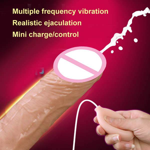 8.2'' Skinfeeling Realistic Penis Silicone Vibrating Ejaculating Squirting Dildo With Suction Cup Sex Toys for Women