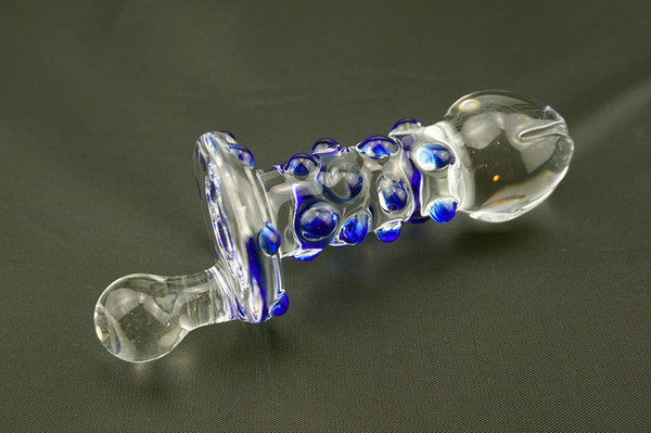 Wholesale-Small size Pyrex penis glass dildo big crystal anal plug sex toys 016