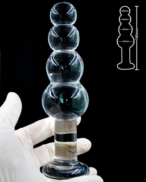 Large beads ball pyrex glass penis anal dildo butt plug crystal artificial male dick masturbator adult sex toy for women men gay 17308