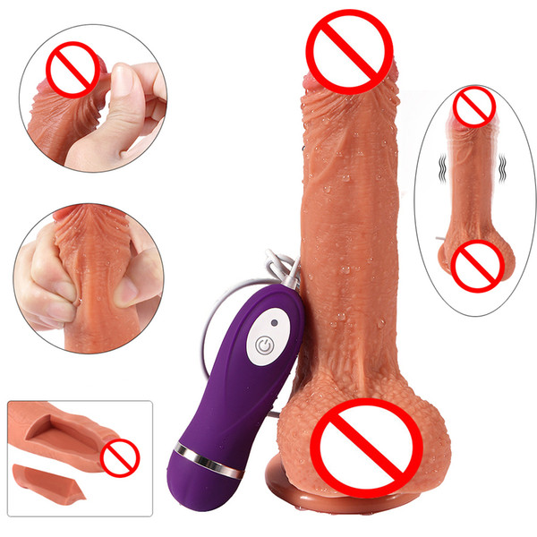 Multi-Speed 9 modes Rotating Vibrating Dildo Realistic Penis Vibrator With Strong Suction Cup Sex Toys for Women Female