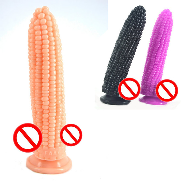 Corn Shape Design Dildo Penis Dong New Style Sex Toy for Male Female Masturbation Large Size Masturbator Wand Black Flesh Purple Color