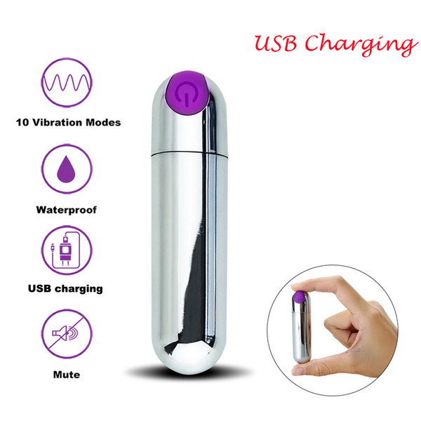 USB Rechargeable Mini Bullet Vibrator Waterproof Pocket Rocket Massager Vibrating Trigger G spot Stimulator 10-speed