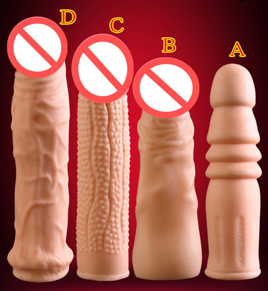 Realistic Soft Silicone Penis Enlarge Extender Sleeve Cock Enlargement Enhancer Male Reusable Delay Gonobolia Ring Adult Sex Toy For Men 618