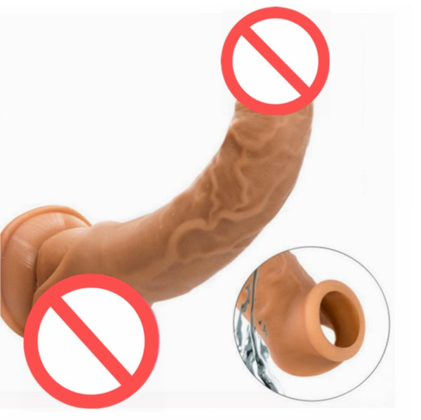 Erotic Toys Male Penis Extender Enlargement Reusable Penis Sleeve Sex Toys For Men Adult Lasting Product Cock Ring Delay Sex Product