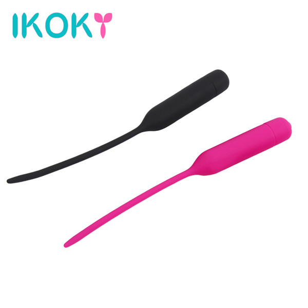 IKOKY 5.5mm Silicone Vibrator Male Masturbator Penis Plug Urethral Dilators 10 Frequency Vibration Sex toys For men Sex Sounds