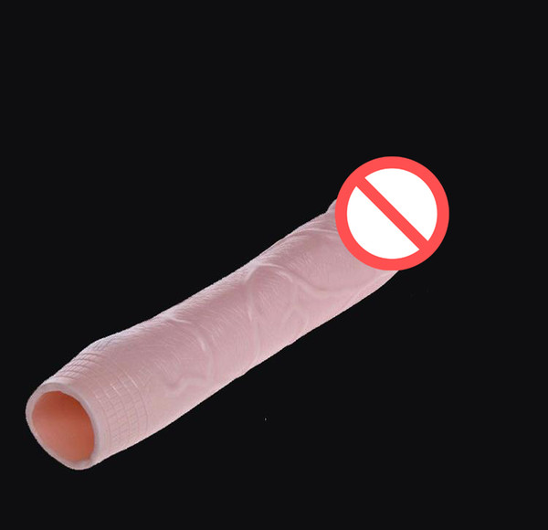 Male Penis Long Sleeve Hollow 19cm Used Repeatedly Extended Dildo Sex Toys For Couple