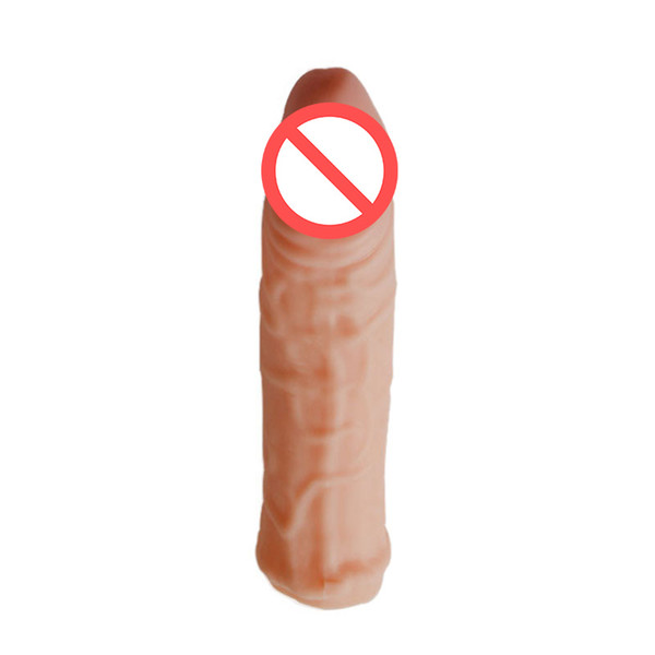 Male Penis Sleeve Reusable Extend Soft Dick Ring Male Penis Extension Sleeve Cock Rings Sex Toys for Man