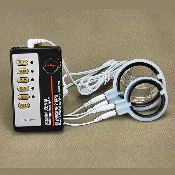 Male Penis Extender Pulse stimulator Electric Shock Device Sex Toys for Men Penis Extension 2 size Cock Rings